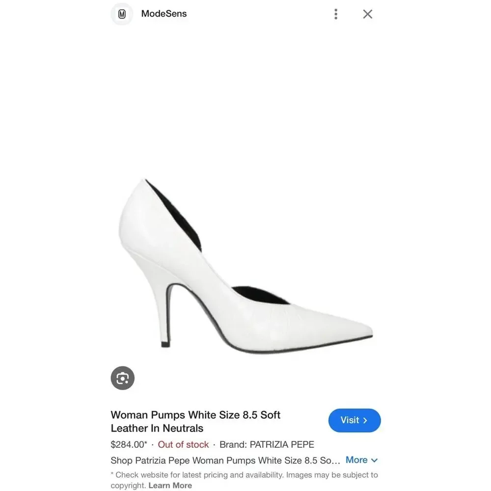 $400 US 9 EU 40 🇮🇹 Italy Patrizia Pepe White Leather Heel 4.5” Pumps